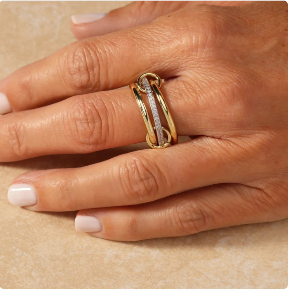 Stainless Steel Zircon Trinity Ring | Jewelry