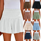 Boho High Waist Ruched Skorts - Women's Summer Shorts