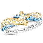 Two Tone Cross Footprint Ring for Women