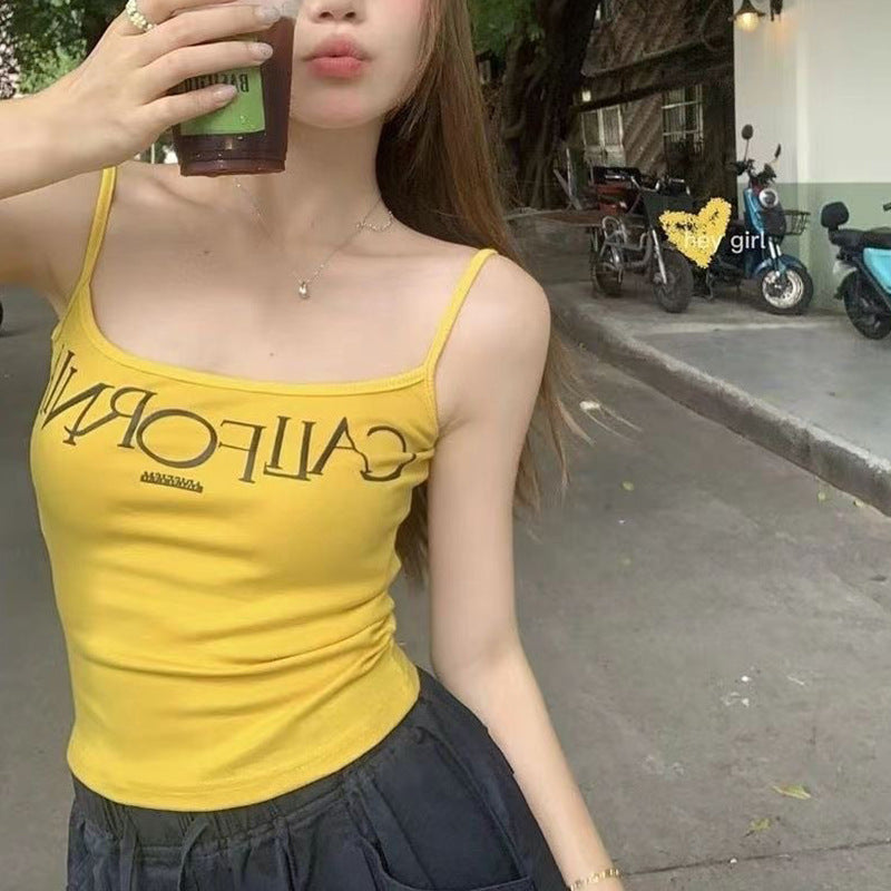 Sleeveless Printed Letter Tank Top for Women
