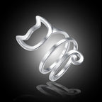 925 Silver Plated Cat Open Ring - Cute Design for Women