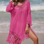 Color Block Sheer Long Sleeve Sun Protection Cover-Up