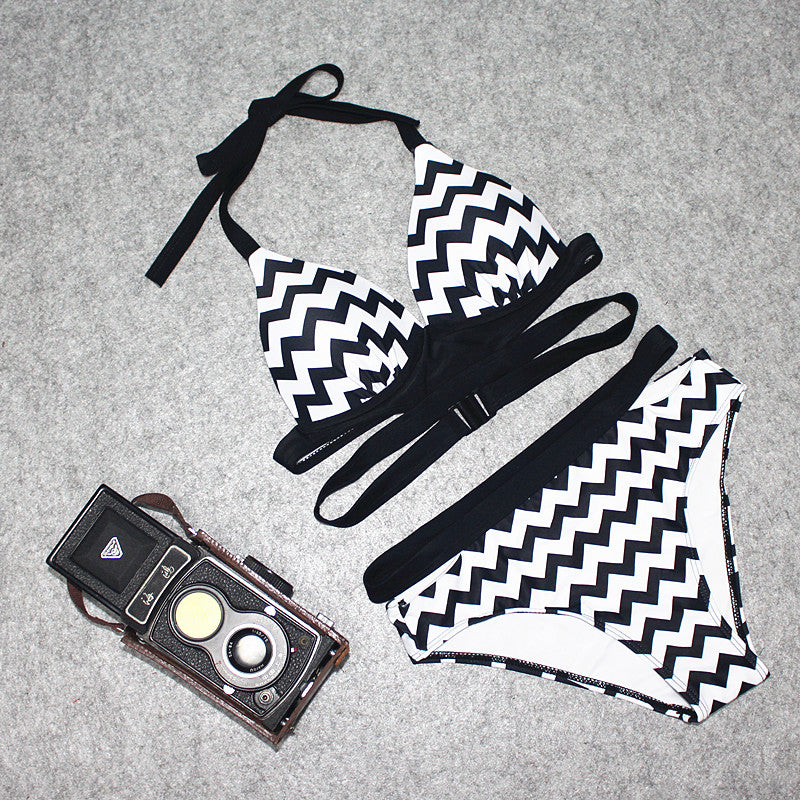 Chevron Print Halter Bikini Set