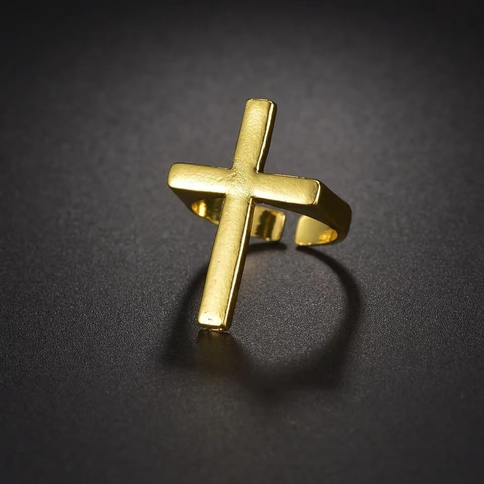 Men's Black Cross Punk Ring