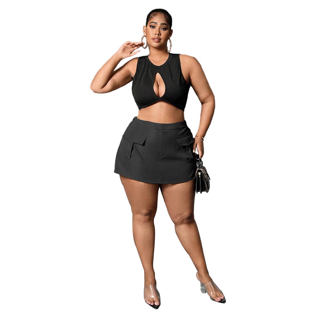 Plus Size Women's Elastic Waist Overalls and Shorts