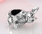 Red Diamond Dog Silver Bracelet with Beads