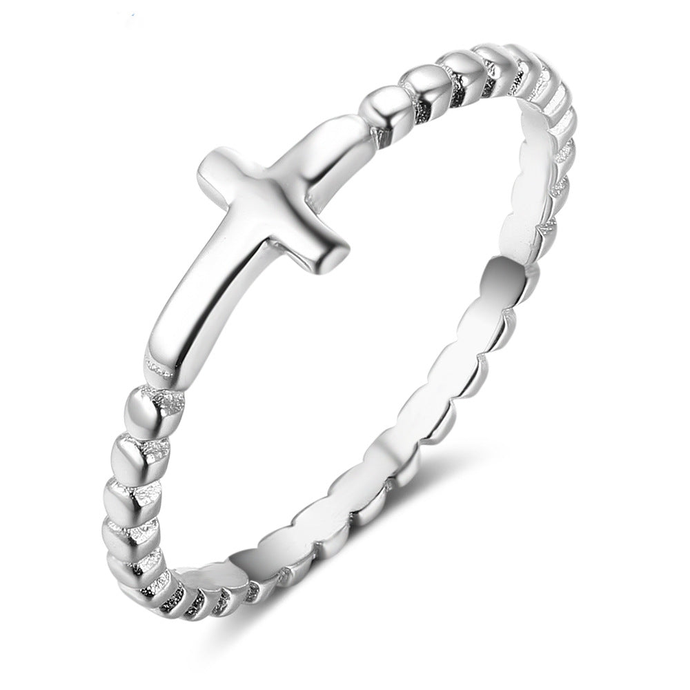Elegant Silver Cross Ring for Socialites