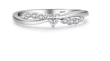 Silver Cross Heart Ring