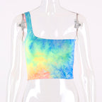Tie-Dye One-Shoulder Sexy Crop Top Tank