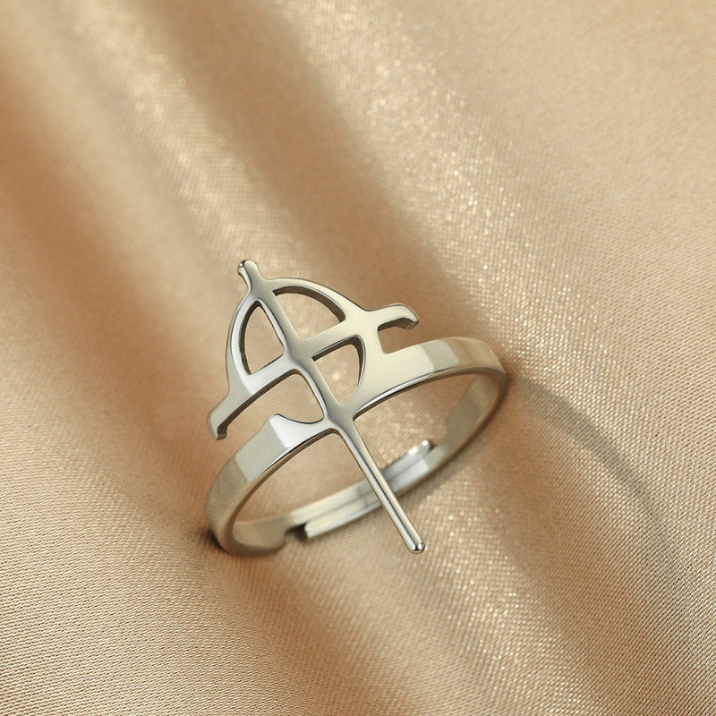 Stainless Steel Hip Hop Geometric Cross Couple Rings