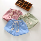 Girls' Cotton Linen Summer Shorts - Loose Fit Design