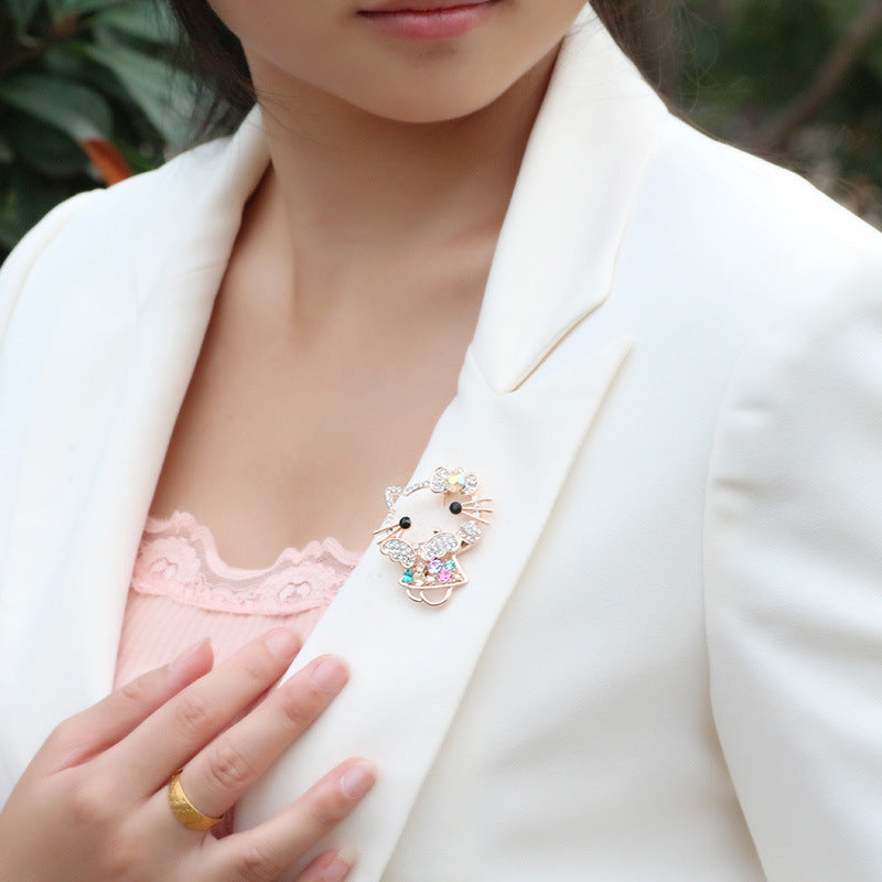 Cute Cat Brooch Fashion Accessory with Pin Coat