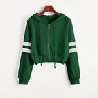 Women’s Y2K Cropped Hoodie - Long Sleeve Stripe Sweatshirt | Streetwear
