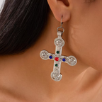 Twin Cross Tassel Pearl Necklace
