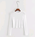 Fitted Long Sleeve Crop Top T-Shirt and Knit Sweater