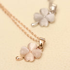 Elegant Cat's Eye Stone Clover Necklace for Women