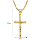 Gold Titanium Steel Crucifix Necklace