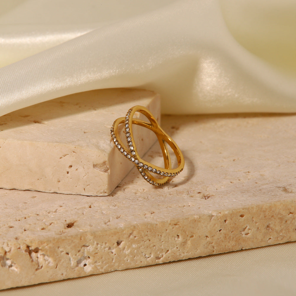 Nia Gold Cross Ring