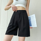 Black High-Waisted Loose Fit Summer Shorts for Women