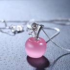 Silver Cat's Eye Apple Pendant with Moonstone