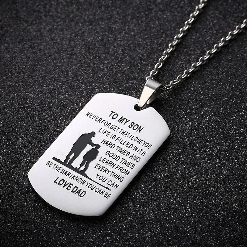 Stainless Steel Dog Tag Necklace with Letter Design