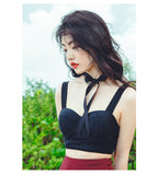 Retro Black Bustier High-Waist Bikini Set