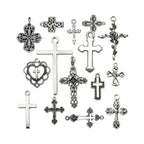 DIY Alloy Vintage Silver Cross Pendant for Jewelry