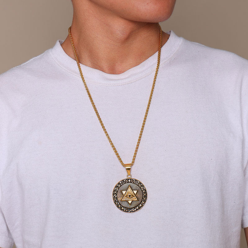 Titanium Steel God Eye Pendant Necklace for Men | Jewelry