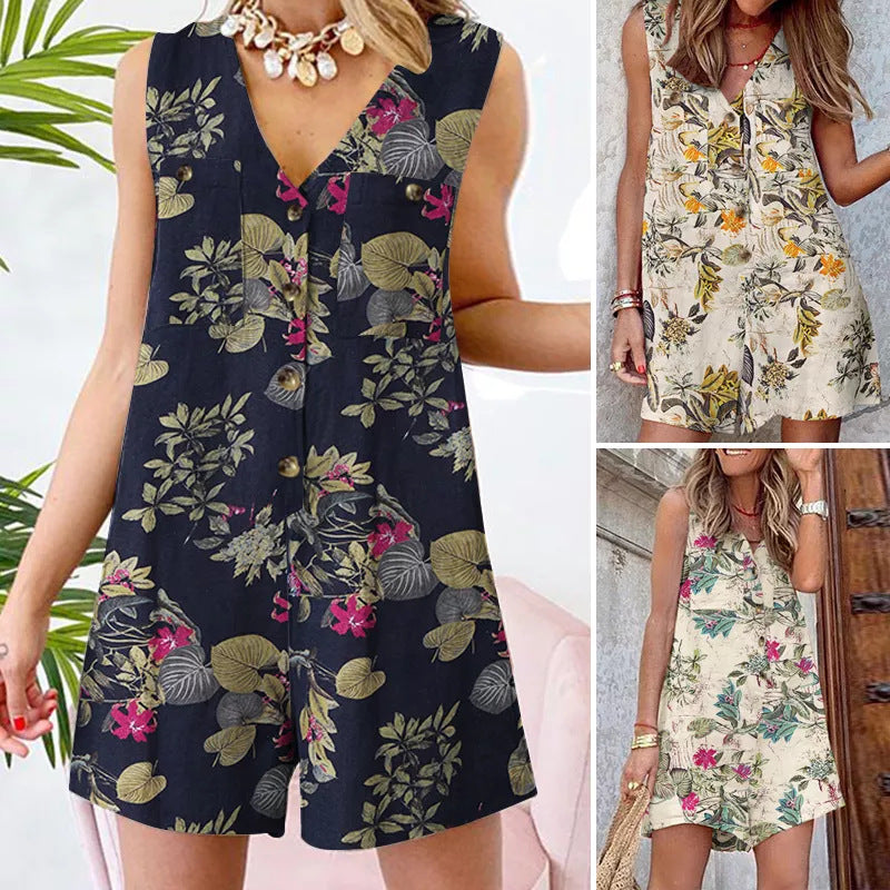 Muslim Women's Summer Hawaiian Jumpsuit and Shorts