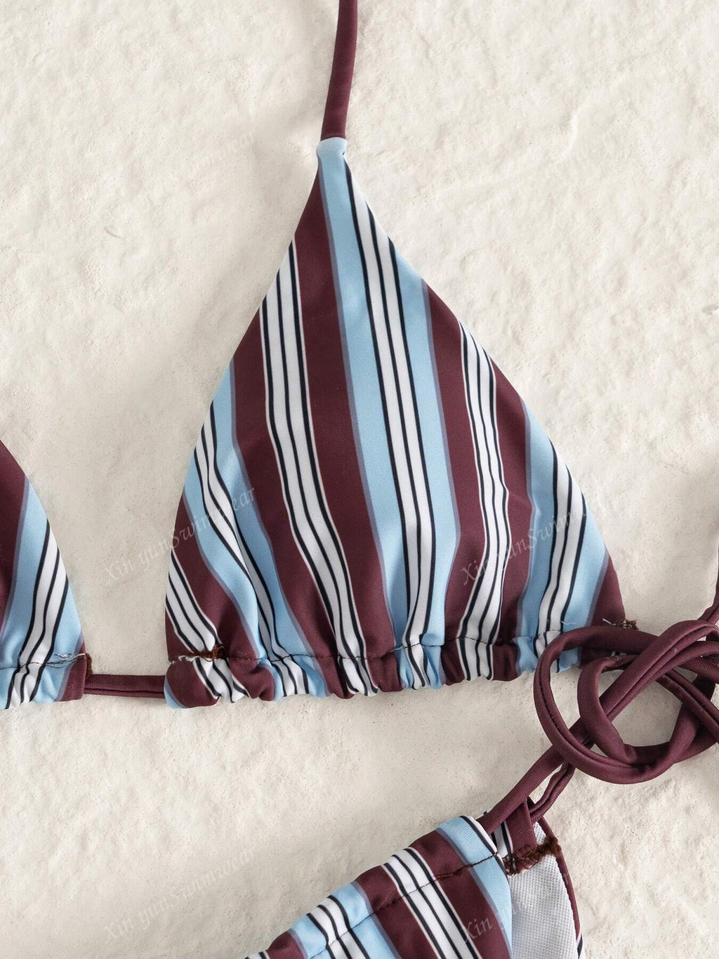 Women's Blue Striped Tie-Dye Bikini Set