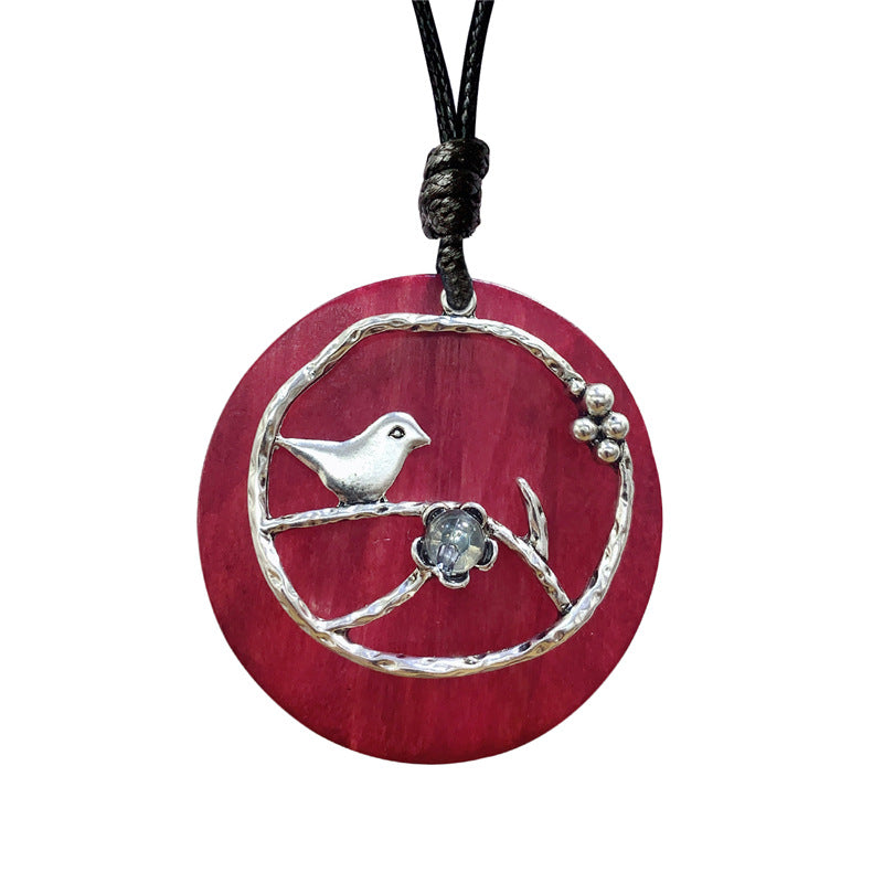 Vintage Style Long Sweater Necklace with Bird Pendant