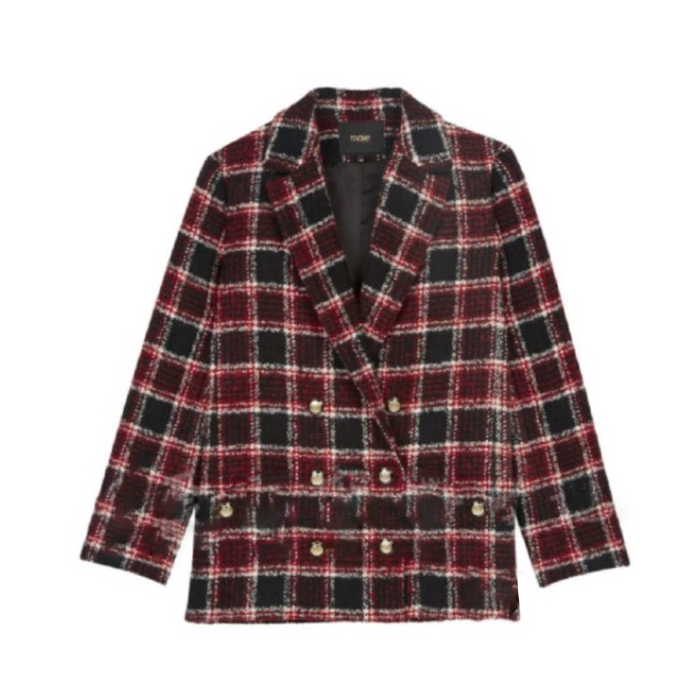 Plaid Tweed Jacket and High Waist Shorts Set for Women