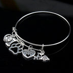 Mini I Love My Dog Bracelet with Paw Print Design