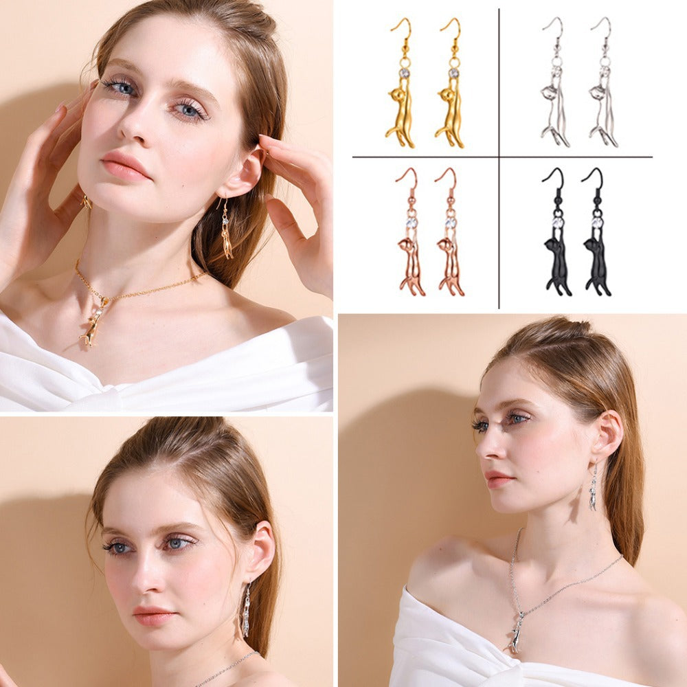 Cute Cat Earrings in 18K Gold-Plated Brass