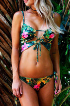 Tropical Floral Tie-Front Bikini