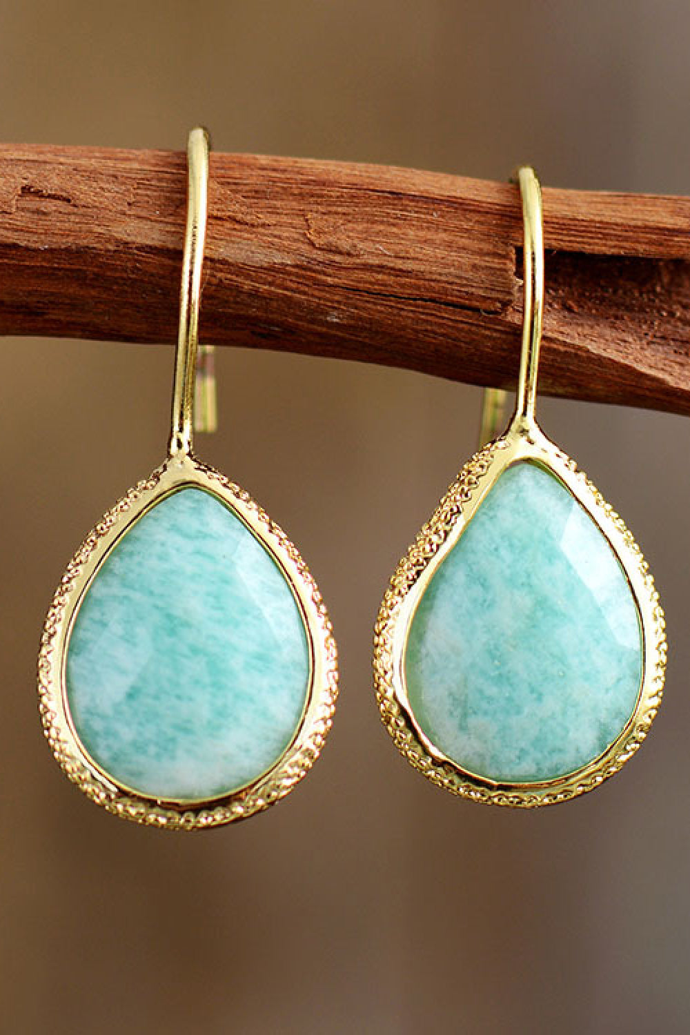 Handmade Stone Teardrop Earrings