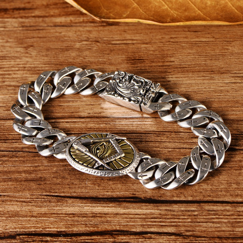 Men's Cross Bracelet with God Eye and Phoenix Pattern | Jewelry