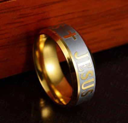 Jesus Cross Titanium Steel Ring