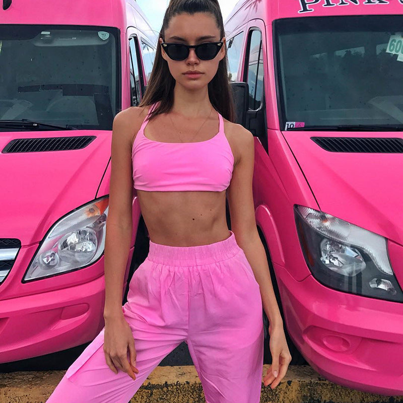Women's Sporty Casual Set with Harem Pants and Tank Top