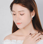 Silver Cat Tassel Stud Earrings with AAA Zircon