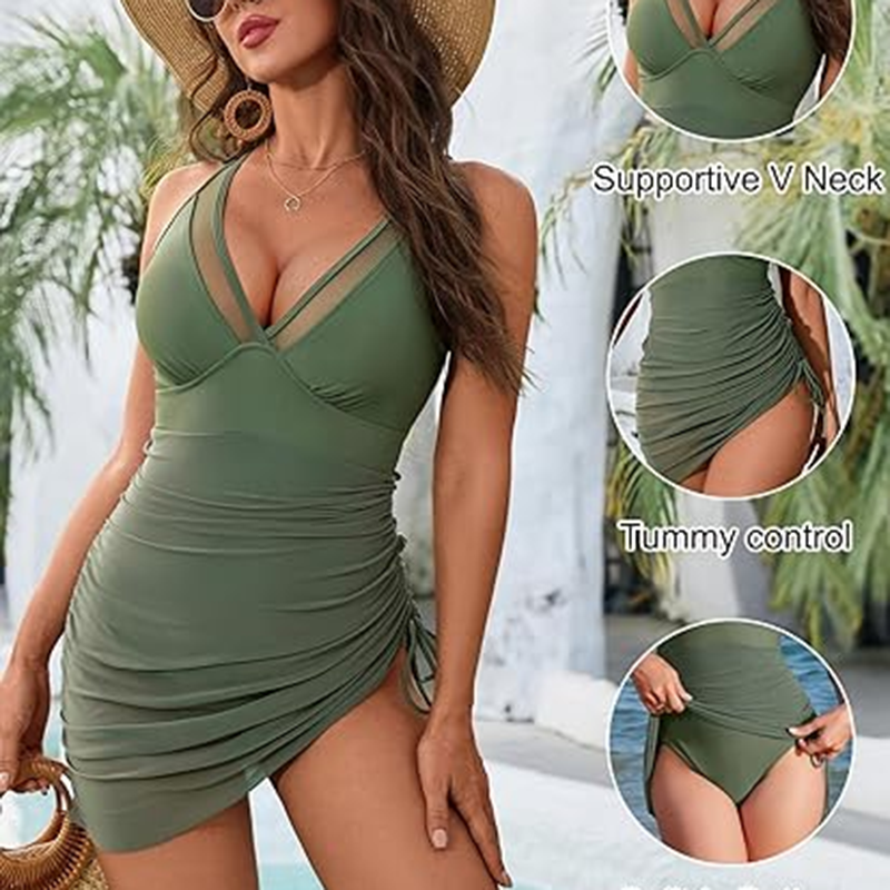 Ruched One-Piece Swim Dress