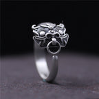Thai Silver Animal Head Applique Ring - Pepper God Beast | Jewelry