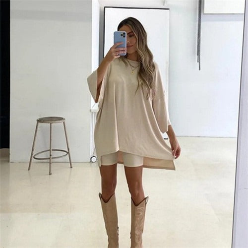 Women's Casual Short Sleeve T-shirt & Shorts Set