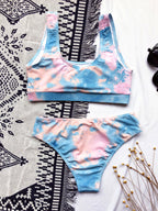 Pink Blue Tie-Dye Scoop Bikini Set