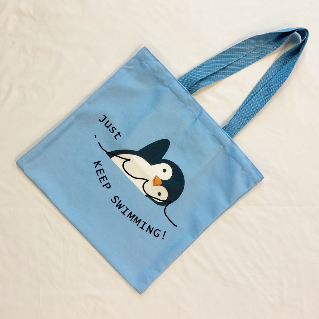 Just Keep Swimming Penguin Canvas Tote Bag