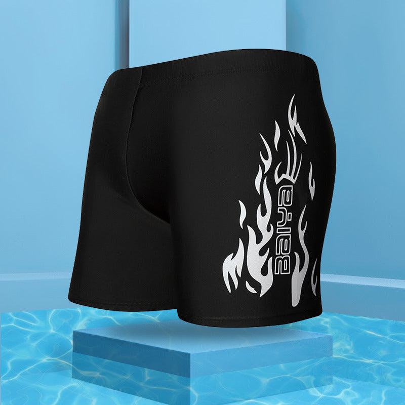 Men's Flame Print Swim Trunks