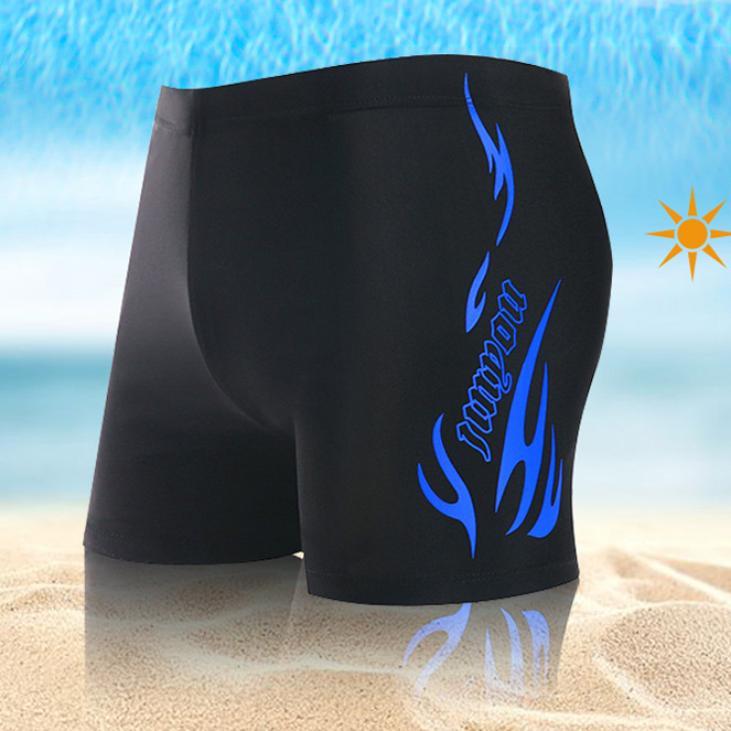 Men's Flame Print Swim Trunks and Cap Set