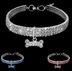 Three-Row Elastic Dog Necklace with Rhinestones