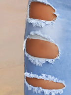 High-Waisted Distressed Denim Shorts for Women