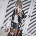 Printed Chiffon Cardigan, Long Beach Cover-Up